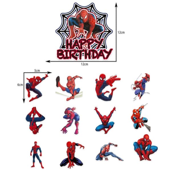 Spiderman-tema bursdagsbannere, ballonger og festdekorasjoner