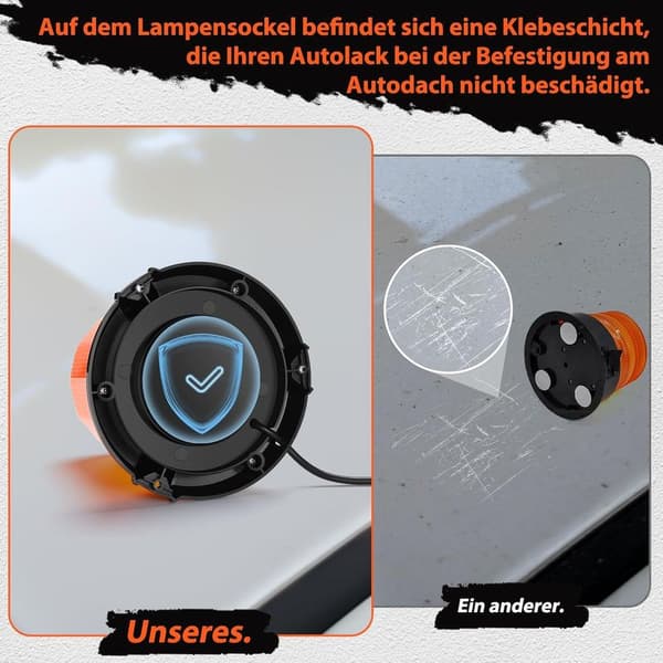 12V/24V LED-roterende advarselslys, 2 blinktilstande, 3m kabel, cigarettænderstik, til lastbil