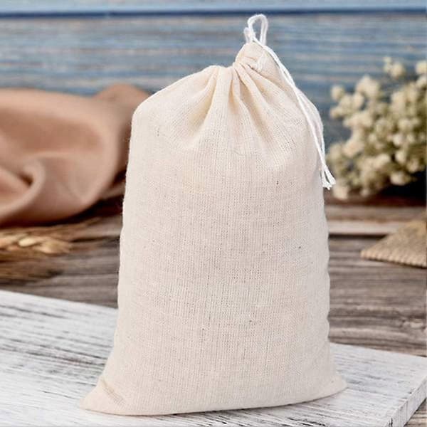 50-pack Bomullsmuslinpåsar Dragskopåsar 10 x 15 cm Vit för Te Smycken Bröllopsgåvor Förvaring