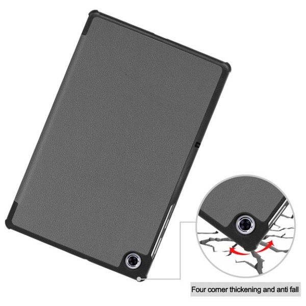 Lenovo Tab M10 FHD Plus Holdbart Tri-Fold Læder Cover - Grå Sølvgrå