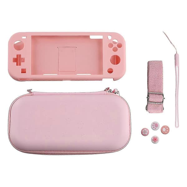 Rosa bæretaske kompatibel med, bærbar taske til Switch Lite med opbevaring