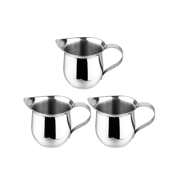 3 Pcs 90ml Stainless Steel Creamer Pitchers, Durable Bell-Shaped for Bar and Kitchen