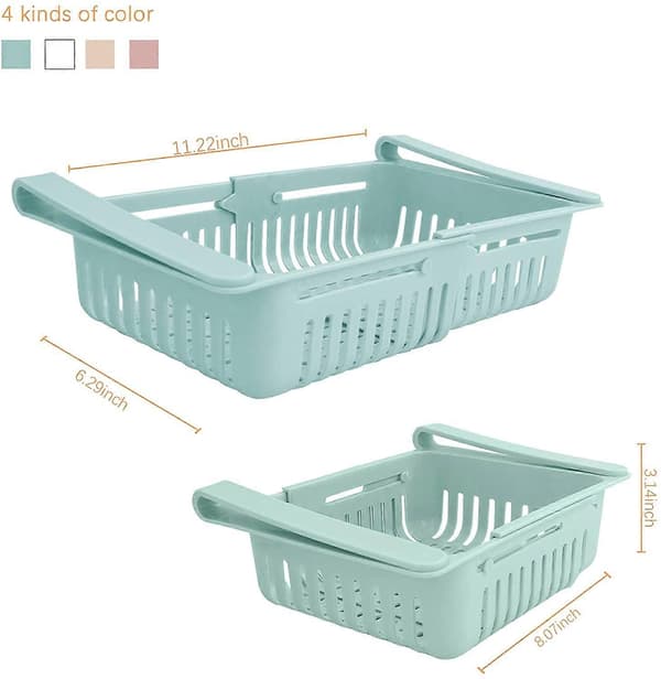 4-pack Refrigerator Drawers & 30 Pcs Sealable Bags, Extendable Refrigerator Storage Box for Refrigerator Shelf Under 0.5 Inch