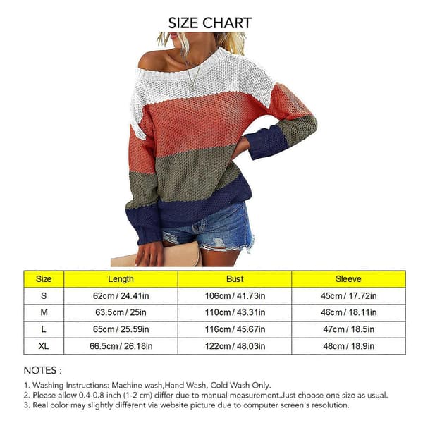 Dame Sweater Langærmet Off Shoulder Rund Hals Strikket Trøje til Hjemmekontoret