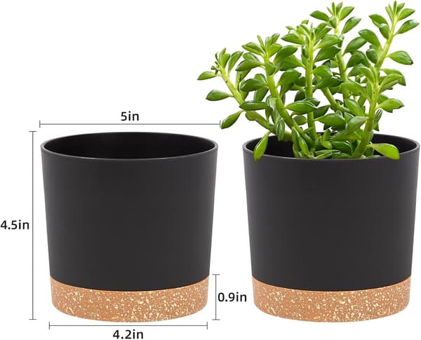2 stk. Innendørs blomsterpotter 12 cm med dreneringshull og avtakbar base