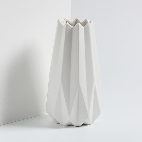 Ceramic Vase Pampas Vase Handmade Geometric White Gold