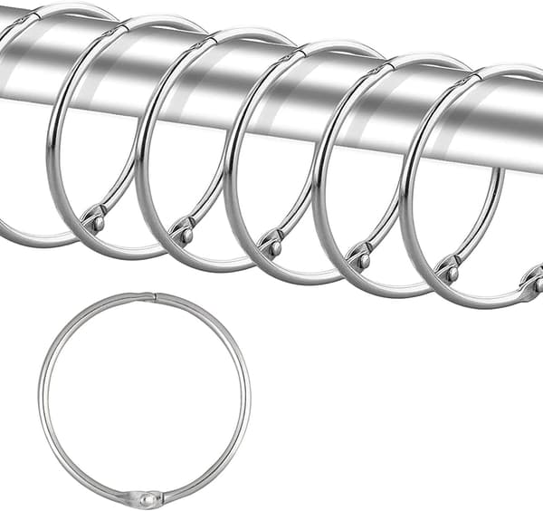 24-pack duschdraperiringar rostbeständiga metallkrokar för badrumsstång runda dekorativa silverringar set-FX-