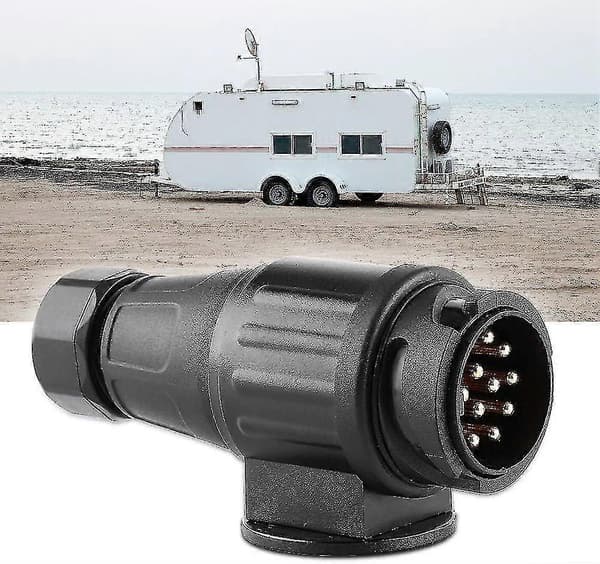 Trailer Connector, 12V 13-Pin Electric Trailer Plug 13-Pin Plastic Cable Connection Adapter Black