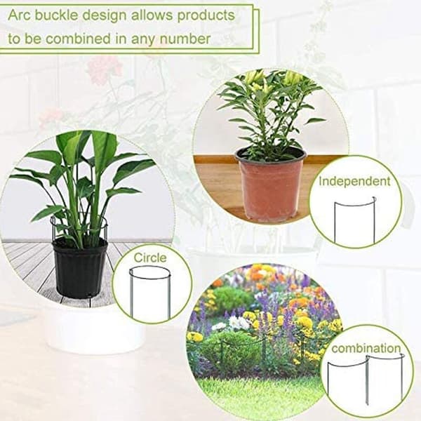 Plant Support 8-pack Half-round Metal Green Garden Support Garden Support Ring Garden Edge 21X35 Cm