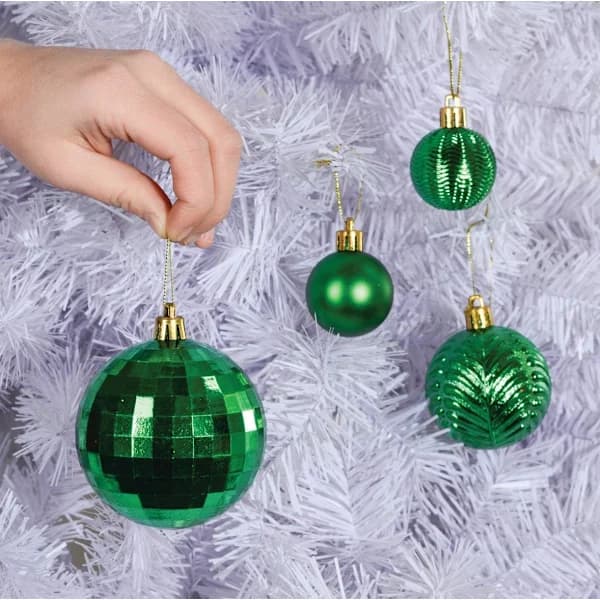 Grønne 36-delers knusesikre julekuler. De perfekte glitterkulene, julekuler julepynt. Grønn