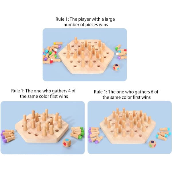 21x19 cm, Memory Game Träschackleksak Memory Game Stick Montessori Leksaker Memory Game Schackspel Memory Game Ga