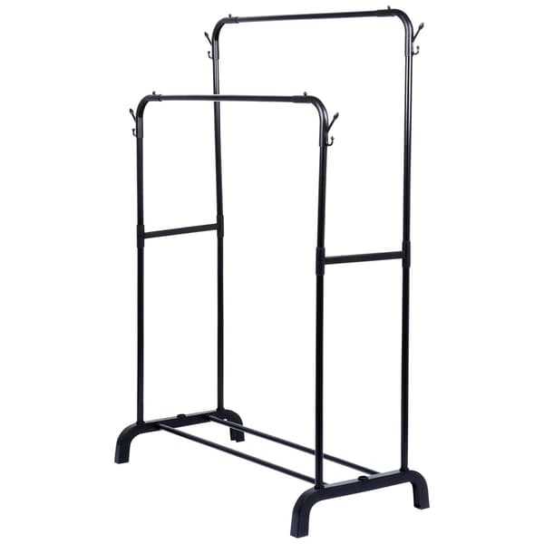 Stående tøjstativ metal sort dobbelt 110x45x152 cm