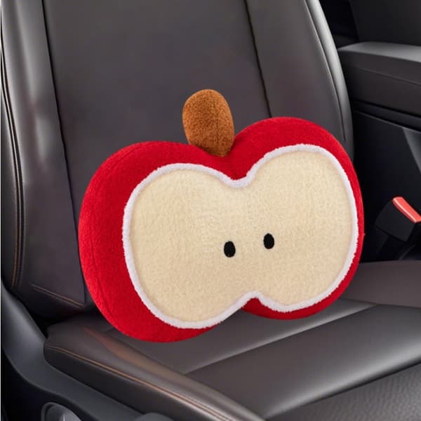 Sød æbleformet sædehynde, blød grå plys, bil/kontor rød 40*30cm Red 40*30cm