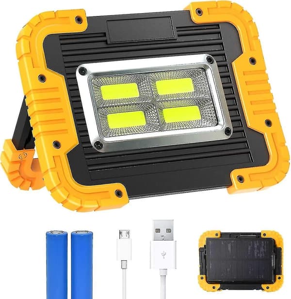 Rechargeable LED Headlight, 30W LED Headlight with Solar Panel, Portable Work Light, Emergency Lighting, Waterproof Headlight for
