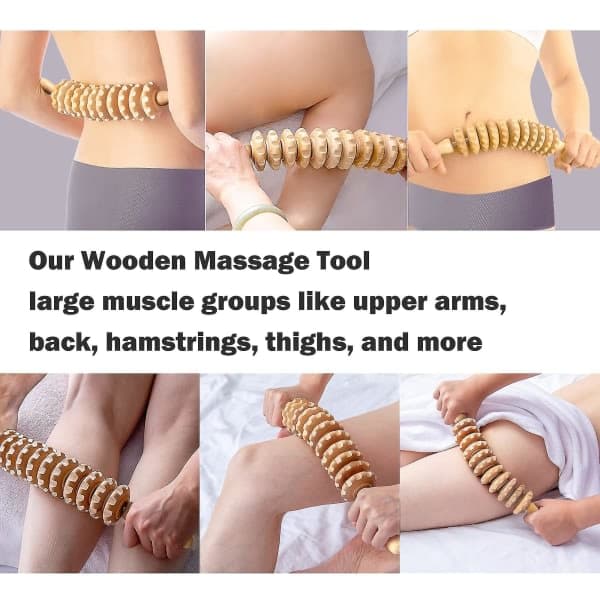 Träterapi massageverktyg anticellulitmassage midja lår muskel rullverktyg massagerulle maderoterapi trä