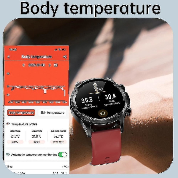Smartklokker Blodsukker Smartklokke EKG+ppg Overvåking Blodtrykk Kroppstemperatur Smartklokke Herre Ip68 Vanntett Fitness Tracker Black