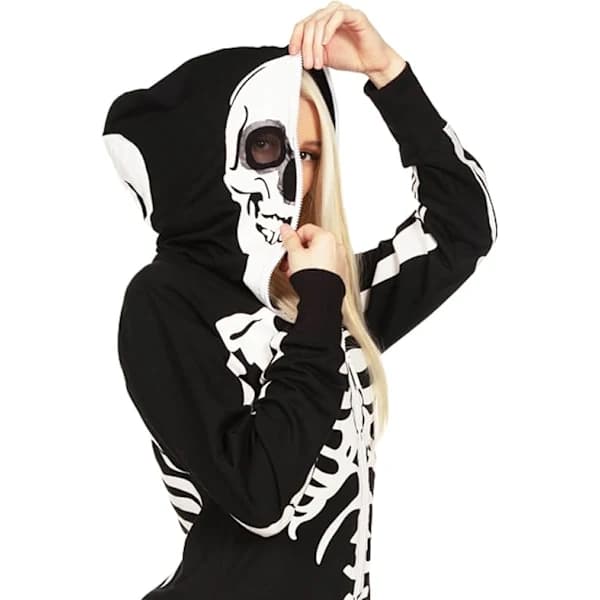 Skeletdragt til kvinder med print foran og bagpå