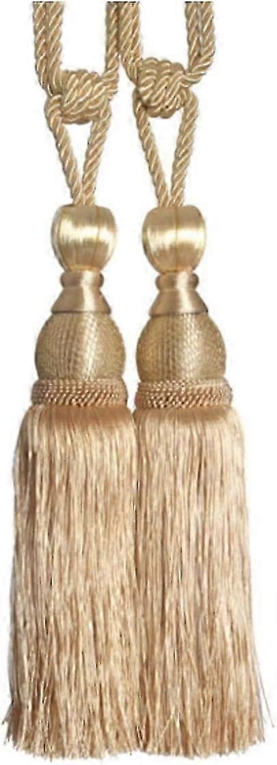 1 par kvast-gardinholdere guld rayon nylon 25 tommer