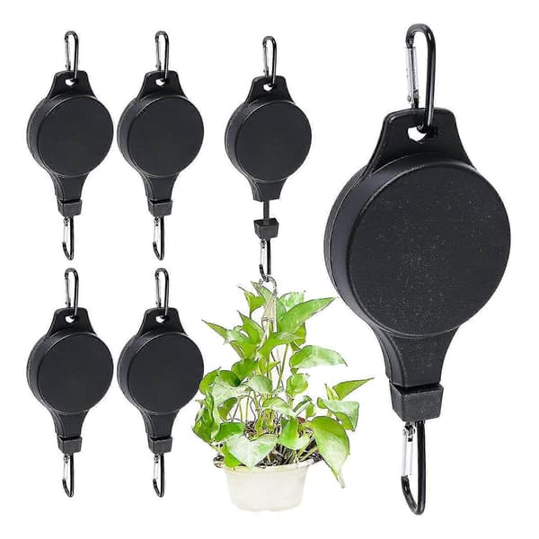 6-pack Plant Roller Retractable Hanger Easy Access Plant Pulley Adjustable Height Wheel For Hanging