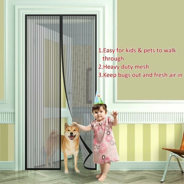 Magnetisk fluenetsdør til døre op til 90 x 210 cm (sort)