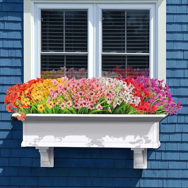 Five-pointed Violet Porch Outdoor Decorated with Artificial Flowers 2pcs Pink