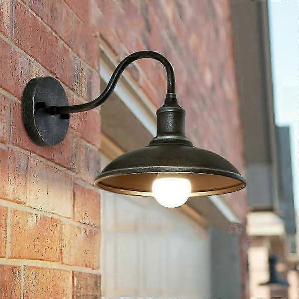 LED Svanhals Ladugårdslampa Utomhus Veranda E27 Järn Bronsfärg