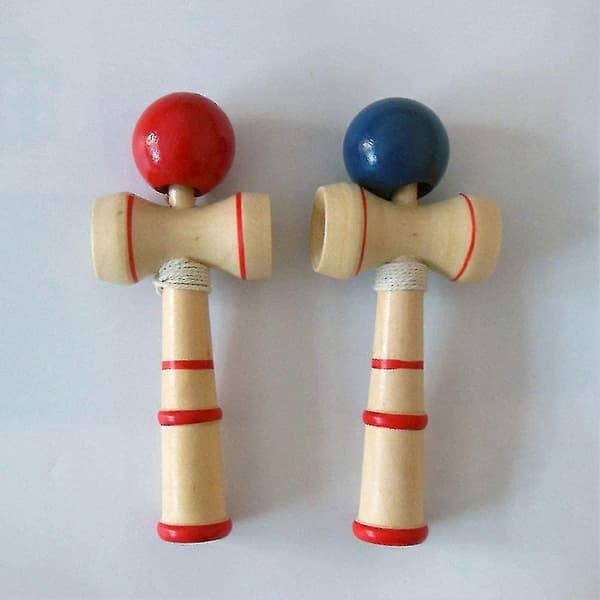 Kendama Klassisk Japansk kop- og boldfærdighedsspil Trælegetøj Rød og Blå 2 stk.