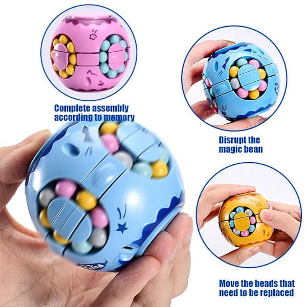 Rotating Bean Magic Cube Fidget Spinner - Stress-Relieving Puzzle Toy for Kids and Adults