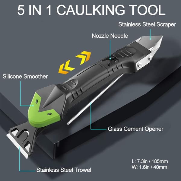 Caulk Removal Tool, 5-in-1 Silicone Caulking Tool Kit