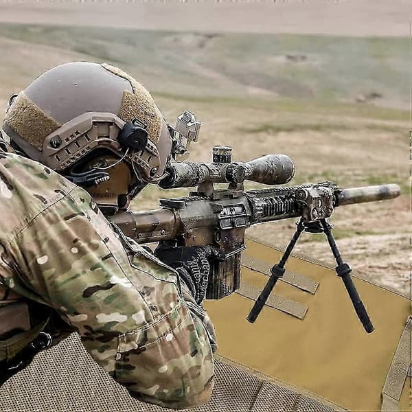 Extra Stor Vikbar Skjutmatta med Vaddering för Liggande Skytte, Med MOLLE-vävsystem och Två Tillbehörsfickor, Tan MOLLE-stil