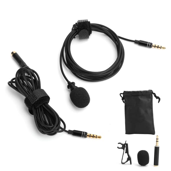 Professionel Lavalier Mikrofon Mini Kraveklips Mic 3,5 mm 2M Lydkabel Liveoptagelse Sort