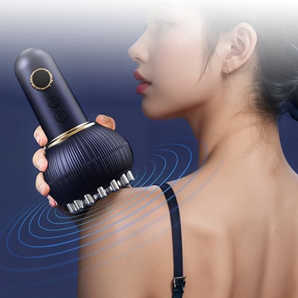Smart massageapparat med digital display, elektrisk Gua Sha, uppvärmning med 9 temperaturinställningar, lång batteritid, mörkblå Dark Blue