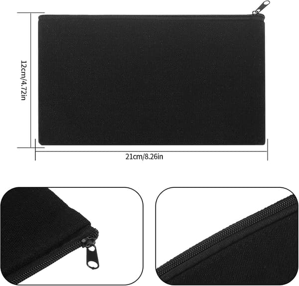 Canvas Makeup Bag, Cosmetic Travel Pouch, Black