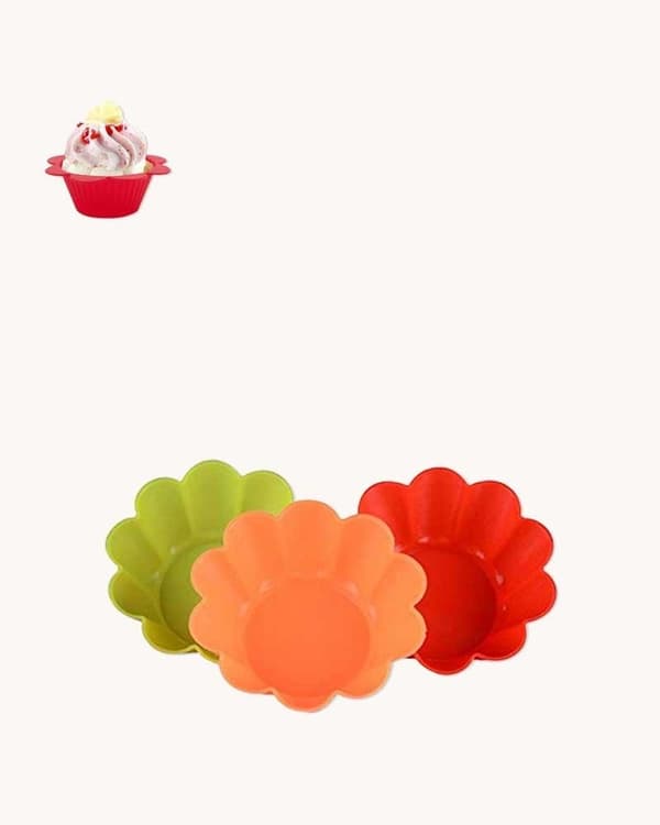 Silikoniset muffinssivuoat, 6 kpl, kukkia multifärg multicolor