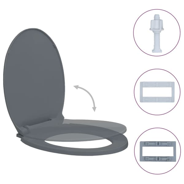 vidaXL Toiletsæde med soft close grå oval grå gray
