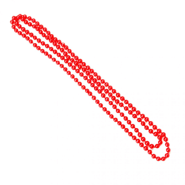 Långt halsband med röda runda glaspärlor, 145 cm, dam
