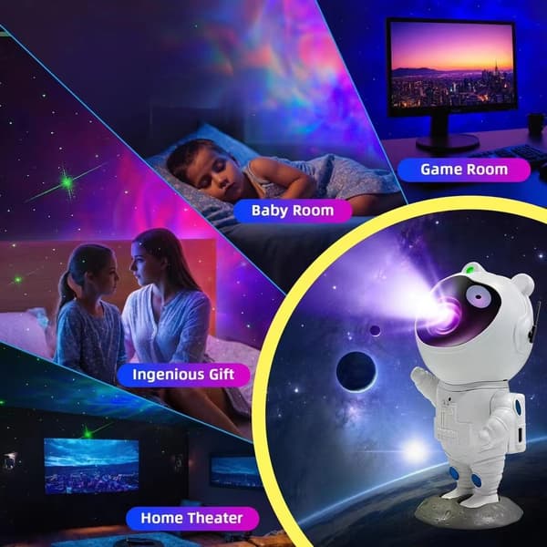 Astronaut Natlampe Blåt Lys Stjernehimmel Projektion Skrivebordsdekoration