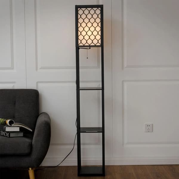 Bogreol med integreret lampe - Sort