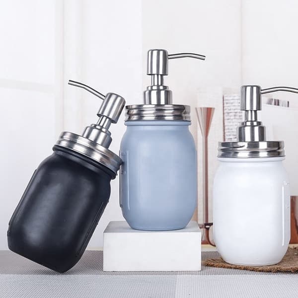 Flydende Sæbe Dispenser til Mason Jar, Holdbart Premium Rustfrit Stål Justerbart Pumpe Rør Låg, Alsidig Flydende Dispenser til Håndsæbe Lotion og