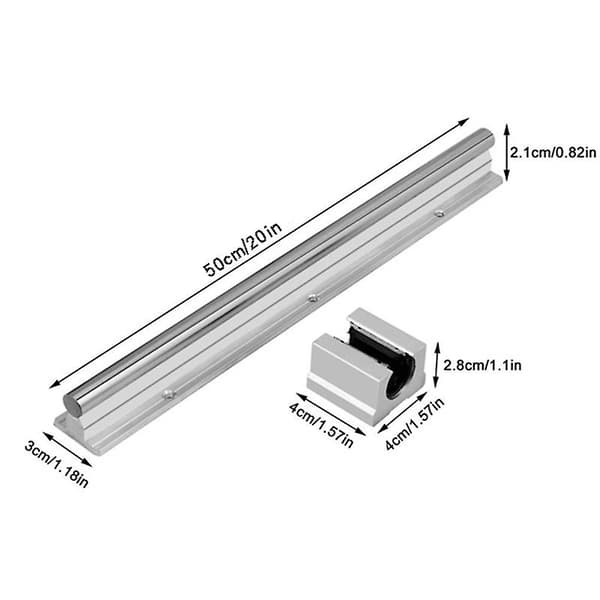 Lineær styreskinne 500 mm + 2 stk. Lineære lejer 12 mm Glideblok SBR12UU