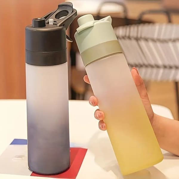 Sportvattenflaska 650ml 2-i-1 med sprayfunktion, läckagesäker och portabel