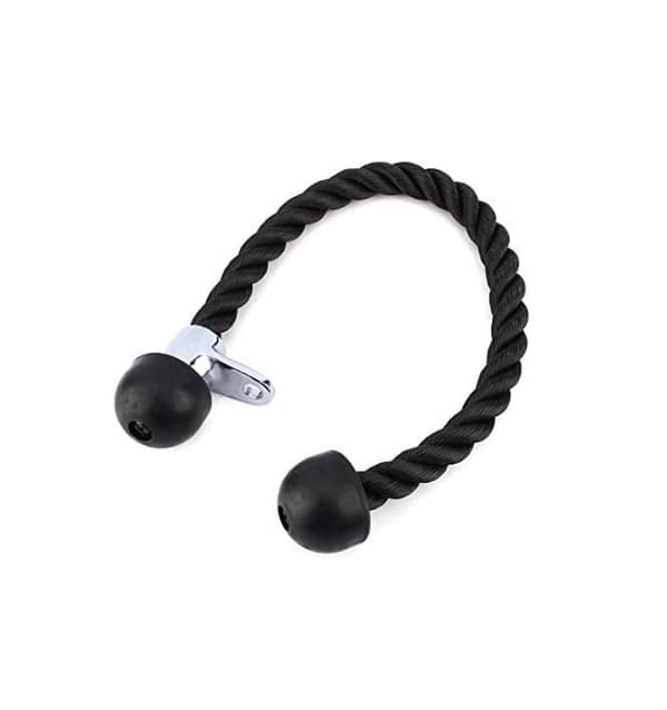 Svart - Tricepsrep i nylon med halkfria gummiändar 70 cm Triceps Pull Down-rep (för gym eller hemmaträning)
