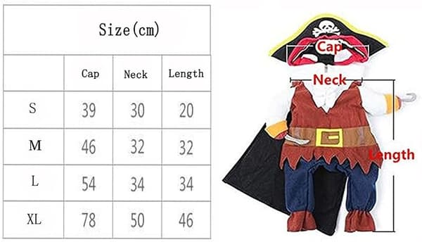 Husdjursdräkt Hund Katt Pirat Halloween Kostym Polyester
