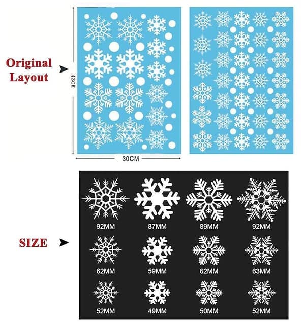 Snowflake Window Decals, 96 Reusable Self-Adhesive Static PVC Decals Window Stickers Christmas Window Decoration Snowflake Window Decal (FMY)
