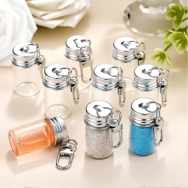 36 st 7 ml små glasflaskor med nyckelringar, mini-kryddflaskor med aluminiumlock Kompatibel med gör-det-själv-bröllopspresenter[LD]