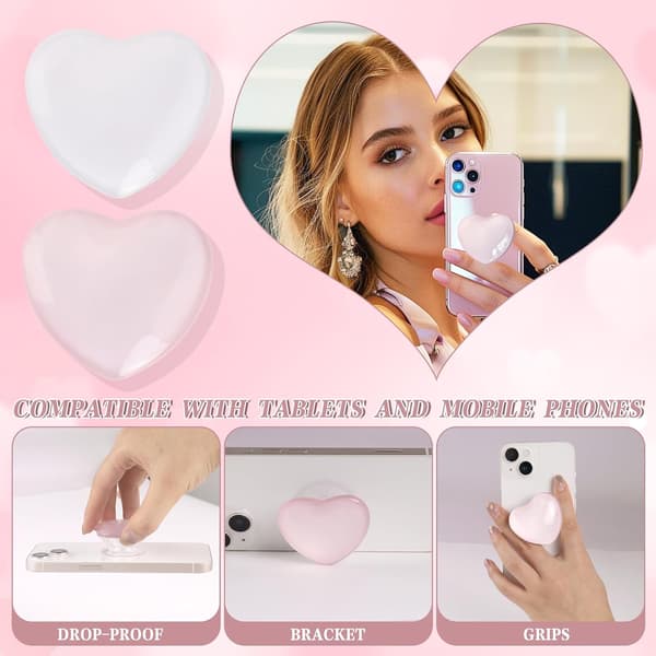 Hjertehåndtak for telefon, ABS/TPU, hvit og rosa