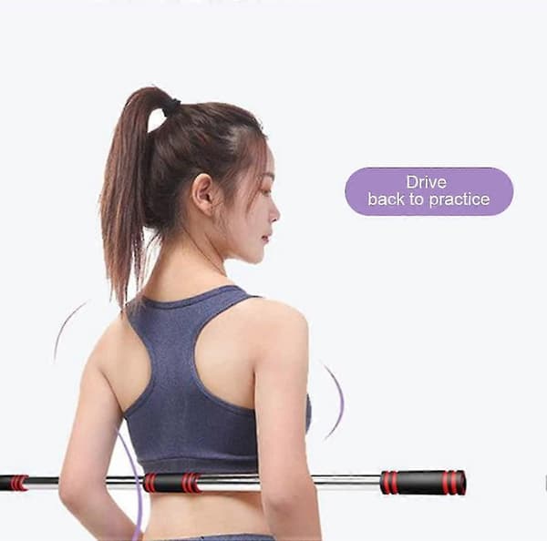 Yoga Sticks Posture Correction Open Back Exercise Aid Stretching Tool 1 Pair Black
