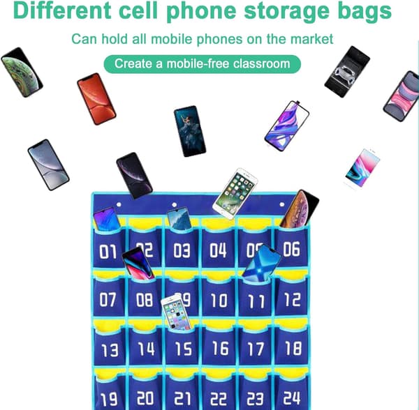 Numbered Pocket Chart for Classroom, 30 Pockets Wall Hanging Chart Classroom Storage Bag Phone Holder Hanging Organizer with Numbers
