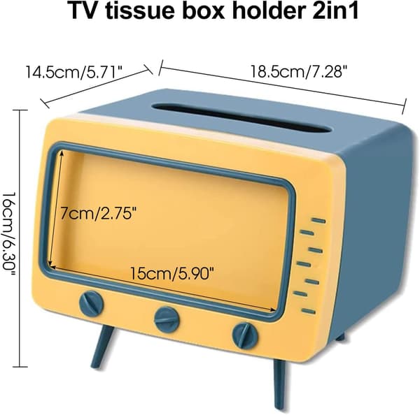 TV-formet tørkepapirboks-deksel Gul (7,28 x 5,70 x 6,29 tommer)