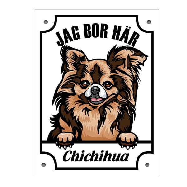 Chihuahua Peeking Dog Sign Vit white